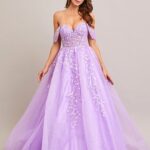 Vestido tul bordado manga caída