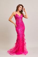 Vestido rosa corte sirena