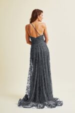 Vestido gris asimétrico de un hombro - Image 2