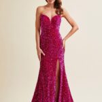 Vestido guinda de terciopelo con lentejuela