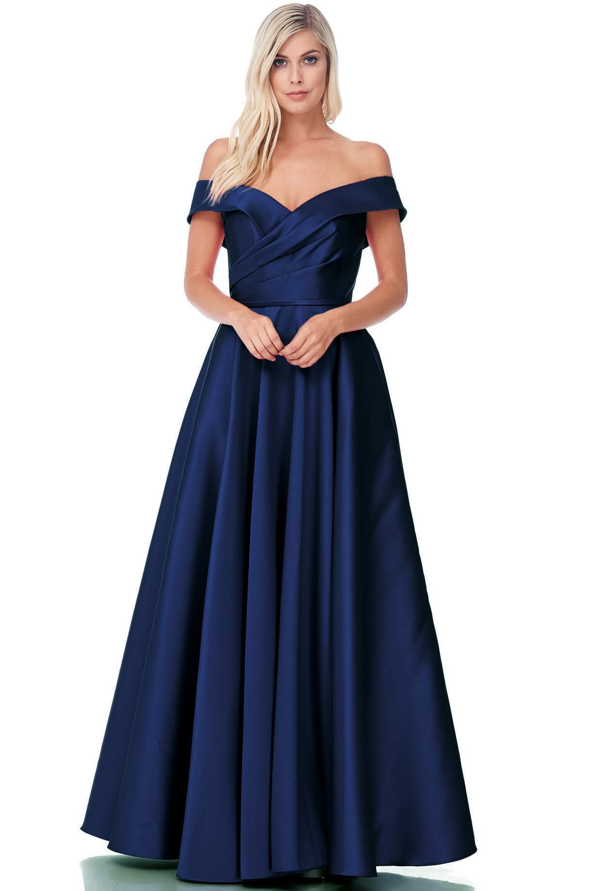TR26344_NAVY Vestido azul marino a los hombros en corte A - Image 1