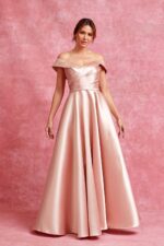 Vestido Rose Gold a los hombros con cruce en escote