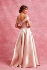 Vestido Rose Gold a los hombros con cruce en escote - Image 3