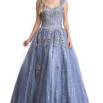 Vestido azul grisáceo de lentejuela