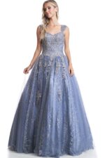 Vestido azul grisáceo de lentejuela