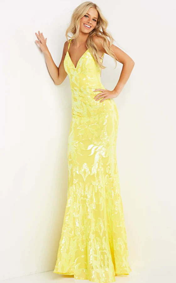 07784A_750x1300 Vestido recto bordado color amarillo - Image 1