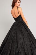 Vestido corte A color negro con lentejuela negra - Image 4