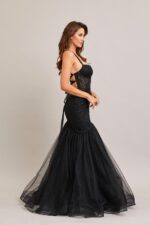 Vestido negro corte sirena de tirante cruzado en espalda - Image 2
