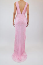 Vestido rosa con diseño en pedrería, corte sirena - Image 2