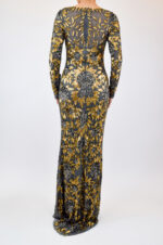 Vestido dorado de lentejuela con diseño floral - Image 2