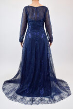 Vestido azul marino de manga larga con lentejuela - Image 2