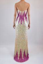 Vestido strapples tornasol con picos fuchsia - Image 2
