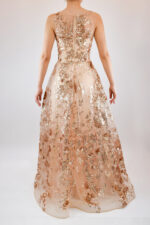 Vestido rose gold corte A con flores de lentejuela - Image 2
