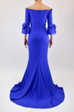 Vestido azul rey sirena con moños en manga tres cuartos - Image 2