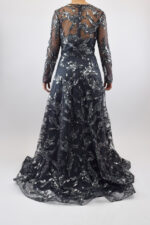 Vestido gris de lentejuela en diseño de ramificación de corte A - Image 2