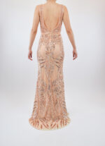 Vestido rose gold de sirena con lentejuela y pedrería - Image 2