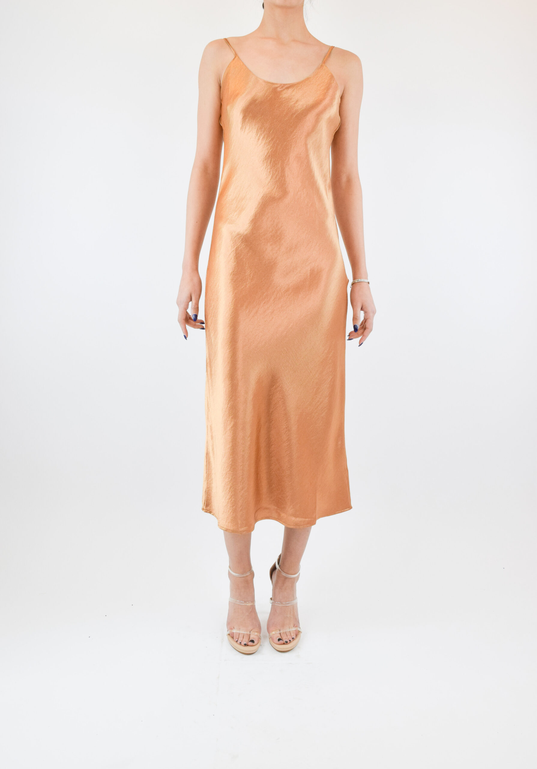 DSC_0630 Vestido liso corto color cobre de satín - Image 1