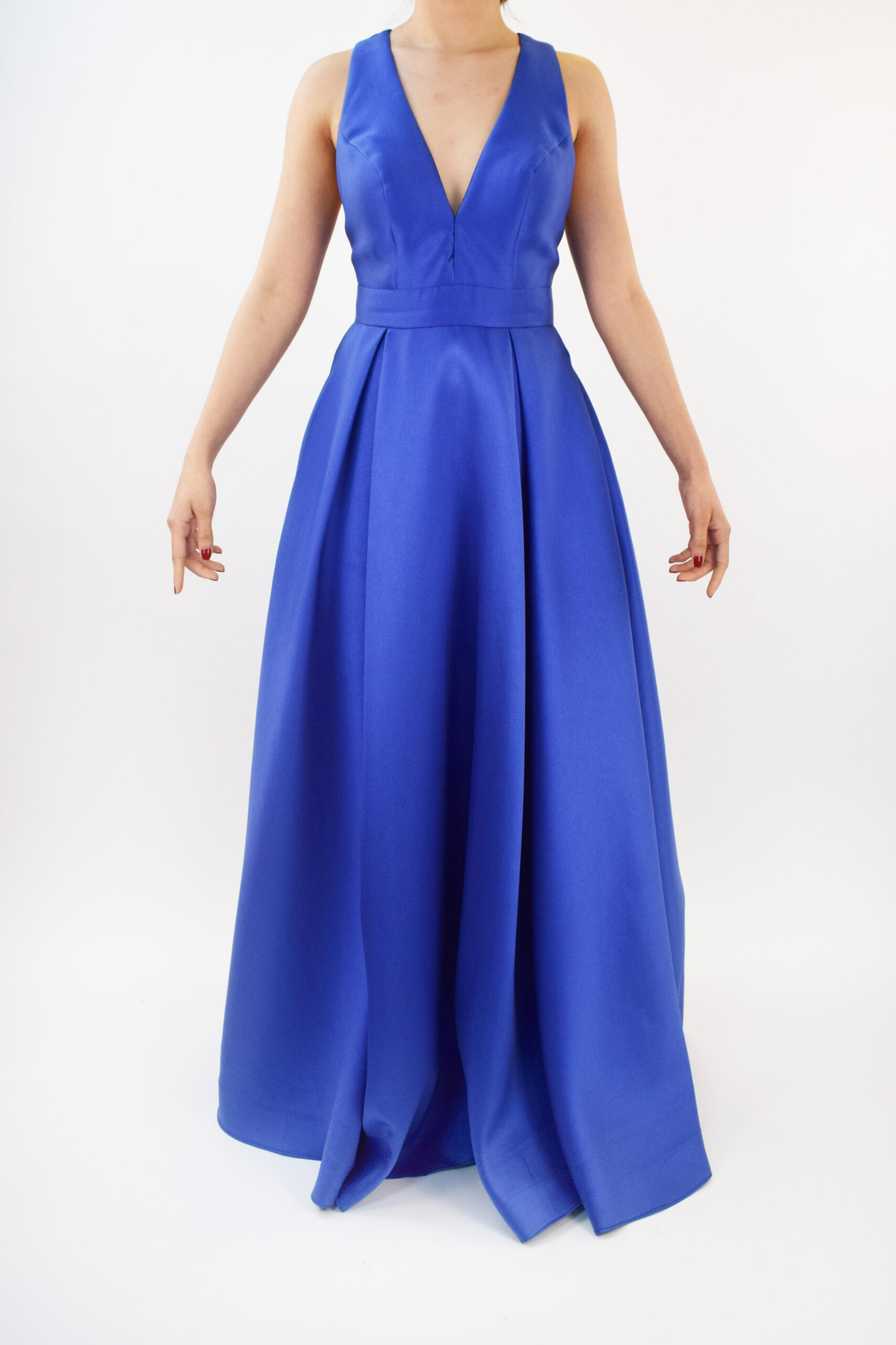 Rr2-01 Vestido corte A azul rey con moño en espalda - Image 1