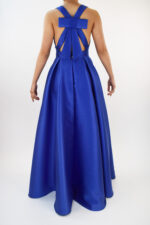 Vestido corte A azul rey con moño en espalda - Image 2