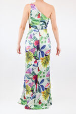 Vestido asimétrico floreado de corte sirena con abertura en pierna - Image 2