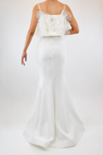 Vestido blanco strapless con flores de tul en busto - Image 2